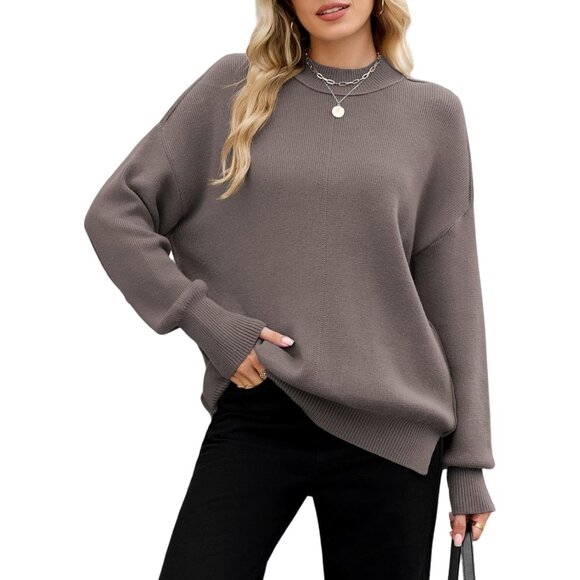 Sweaters - Women’s Oversized Checkered Sweater Cozy Fall Winter Pullover Top